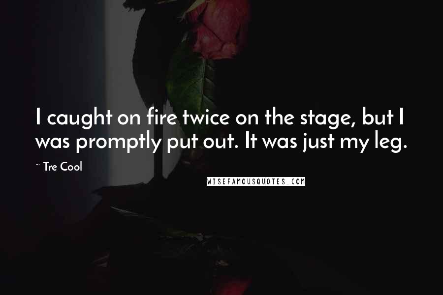 Tre Cool Quotes: I caught on fire twice on the stage, but I was promptly put out. It was just my leg.