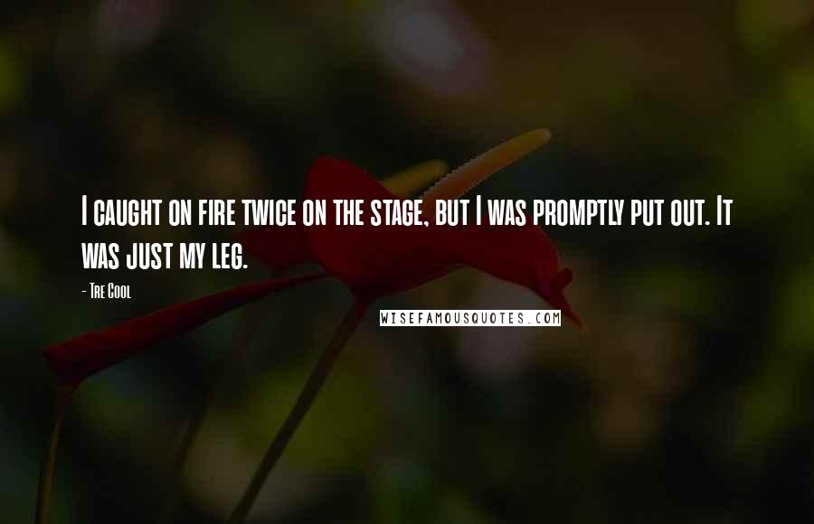 Tre Cool Quotes: I caught on fire twice on the stage, but I was promptly put out. It was just my leg.