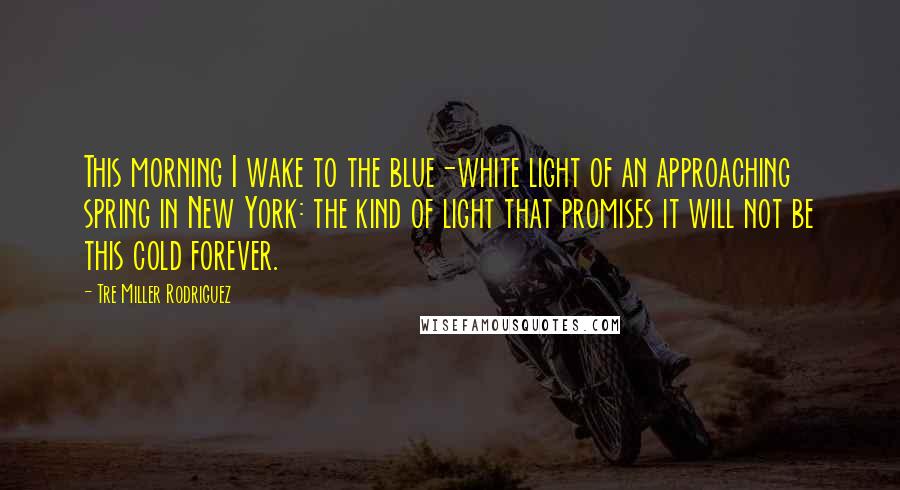 Tre Miller Rodriguez Quotes: This morning I wake to the blue-white light of an approaching spring in New York: the kind of light that promises it will not be this cold forever.