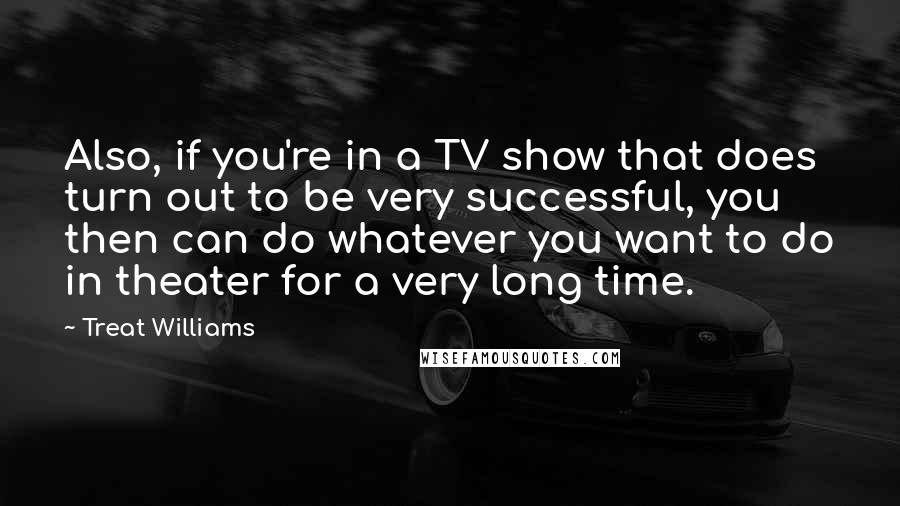 Treat Williams Quotes: Also, if you're in a TV show that does turn out to be very successful, you then can do whatever you want to do in theater for a very long time.