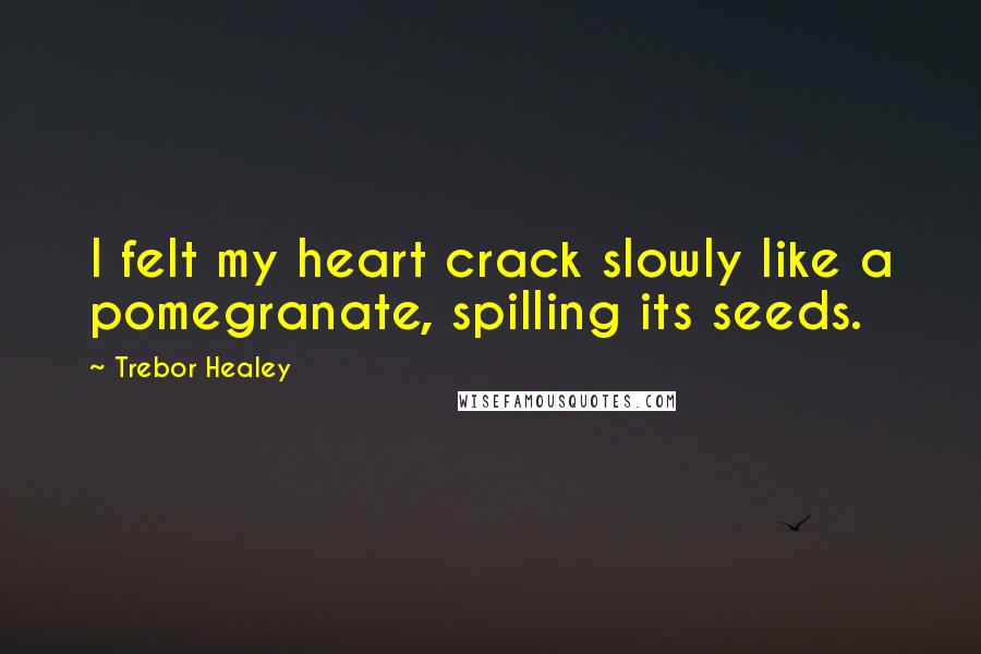 Trebor Healey Quotes: I felt my heart crack slowly like a pomegranate, spilling its seeds.