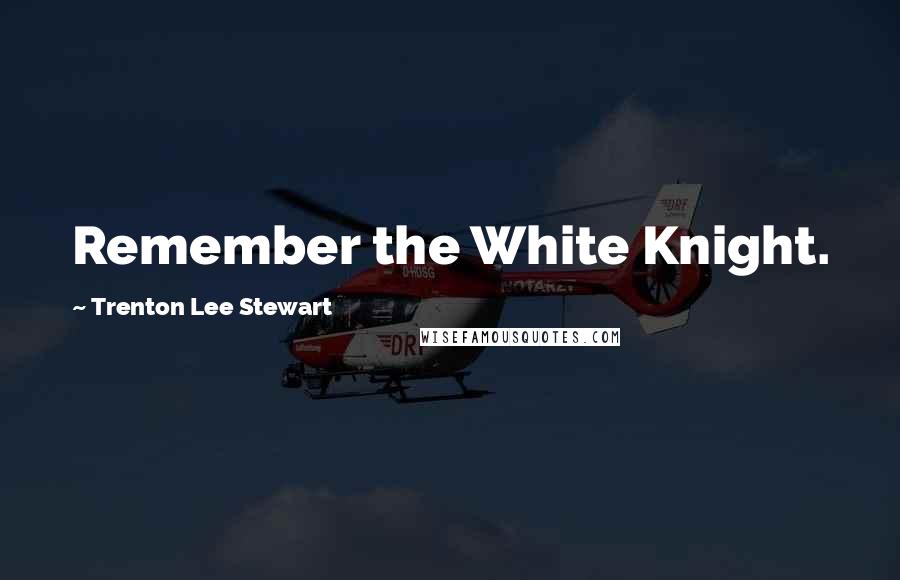 Trenton Lee Stewart Quotes: Remember the White Knight.