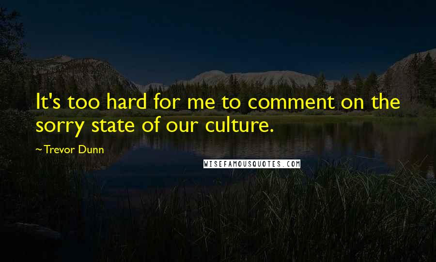 Trevor Dunn Quotes: It's too hard for me to comment on the sorry state of our culture.