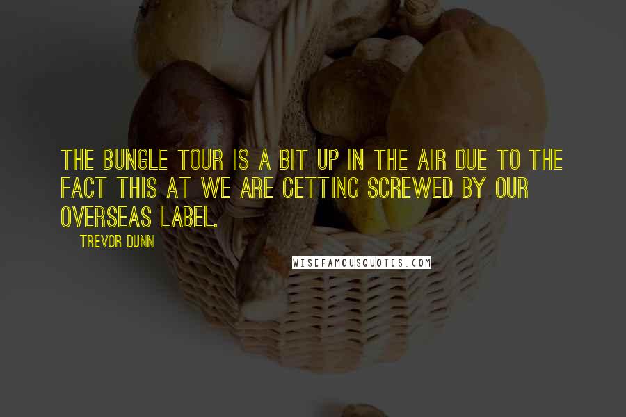 Trevor Dunn Quotes: The bungle tour is a bit up in the air due to the fact this at we are getting screwed by our overseas label.