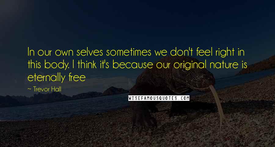 Trevor Hall Quotes: In our own selves sometimes we don't feel right in this body. I think it's because our original nature is eternally free