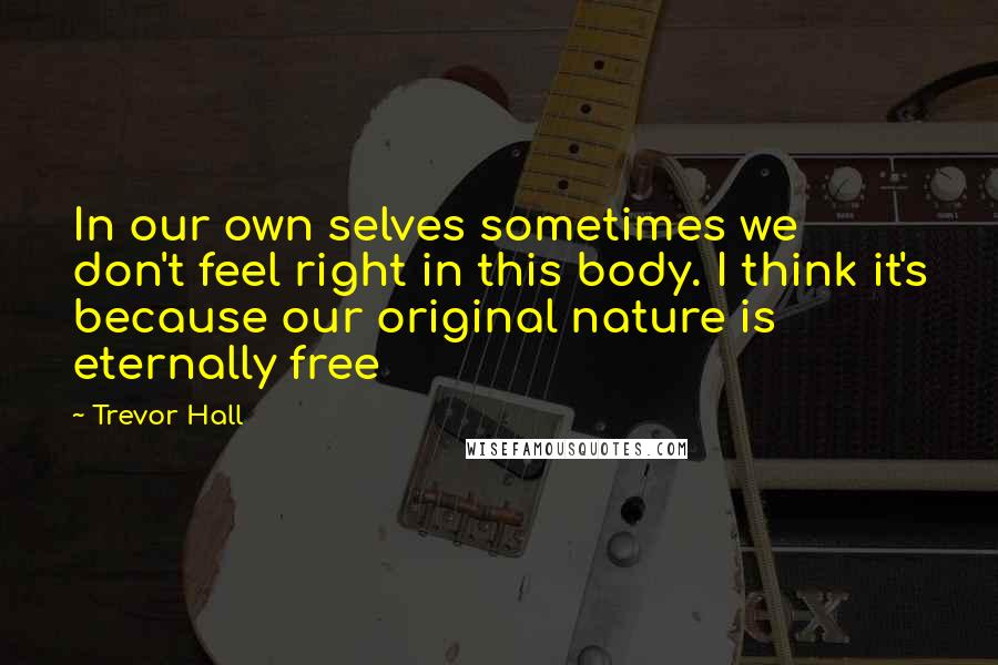 Trevor Hall Quotes: In our own selves sometimes we don't feel right in this body. I think it's because our original nature is eternally free