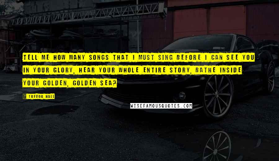 Trevor Hall Quotes: Tell me how many songs that I must sing before I can see you in your glory, hear your whole entire story, bathe inside your golden, golden sea?