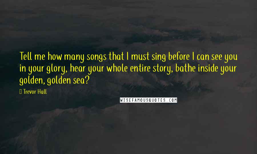 Trevor Hall Quotes: Tell me how many songs that I must sing before I can see you in your glory, hear your whole entire story, bathe inside your golden, golden sea?