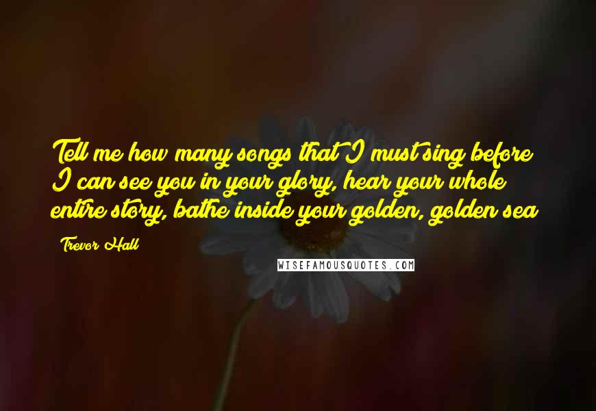 Trevor Hall Quotes: Tell me how many songs that I must sing before I can see you in your glory, hear your whole entire story, bathe inside your golden, golden sea?