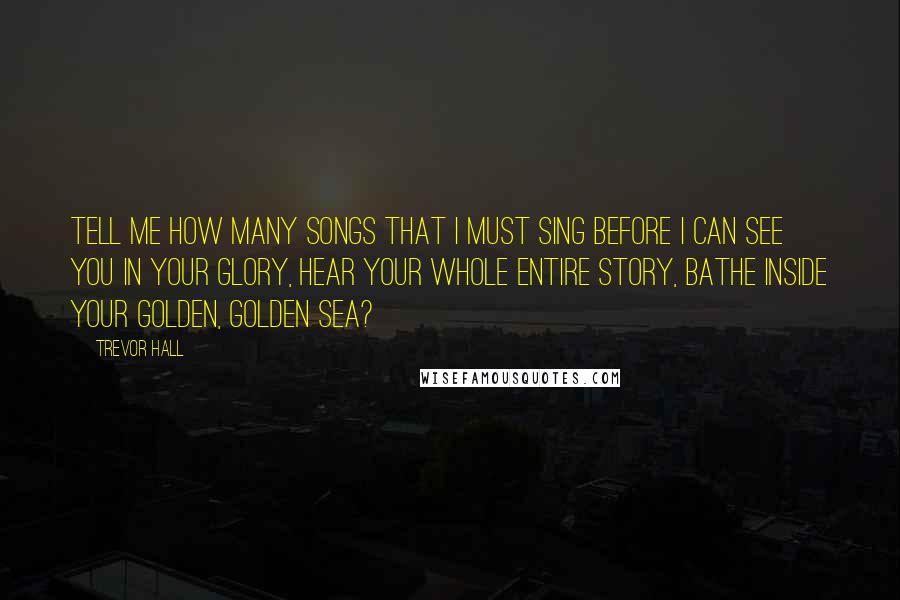 Trevor Hall Quotes: Tell me how many songs that I must sing before I can see you in your glory, hear your whole entire story, bathe inside your golden, golden sea?
