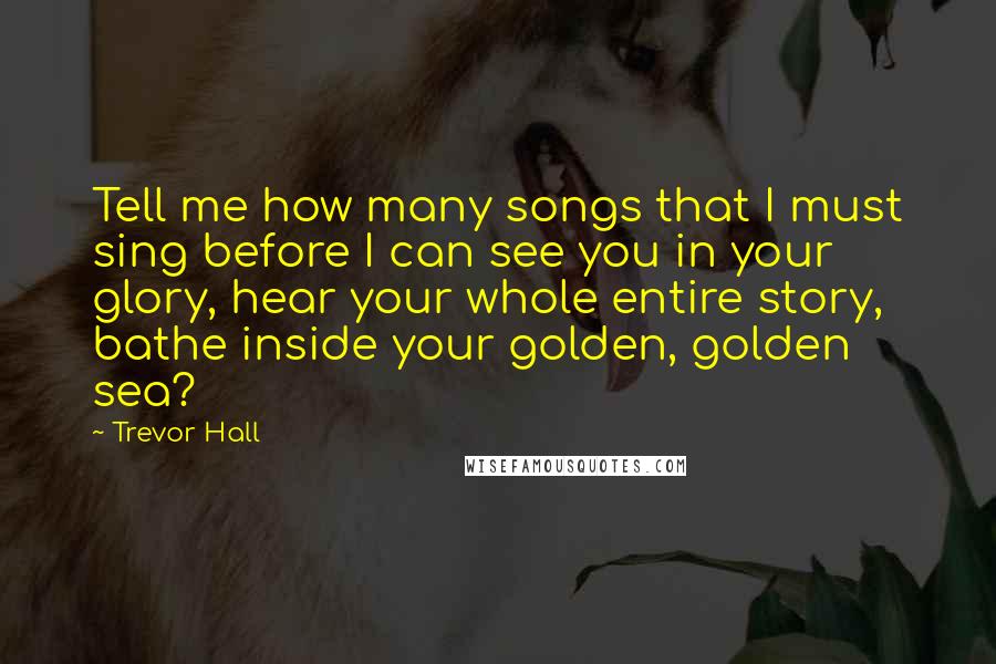 Trevor Hall Quotes: Tell me how many songs that I must sing before I can see you in your glory, hear your whole entire story, bathe inside your golden, golden sea?