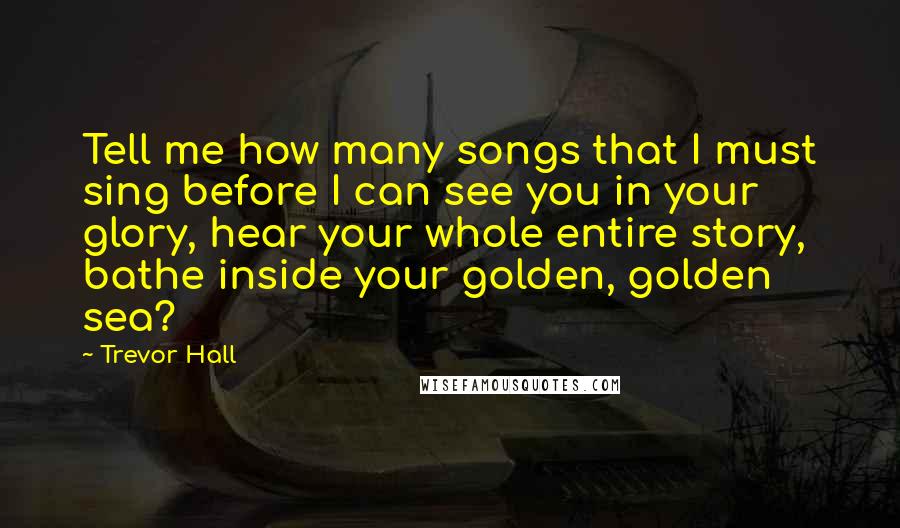 Trevor Hall Quotes: Tell me how many songs that I must sing before I can see you in your glory, hear your whole entire story, bathe inside your golden, golden sea?
