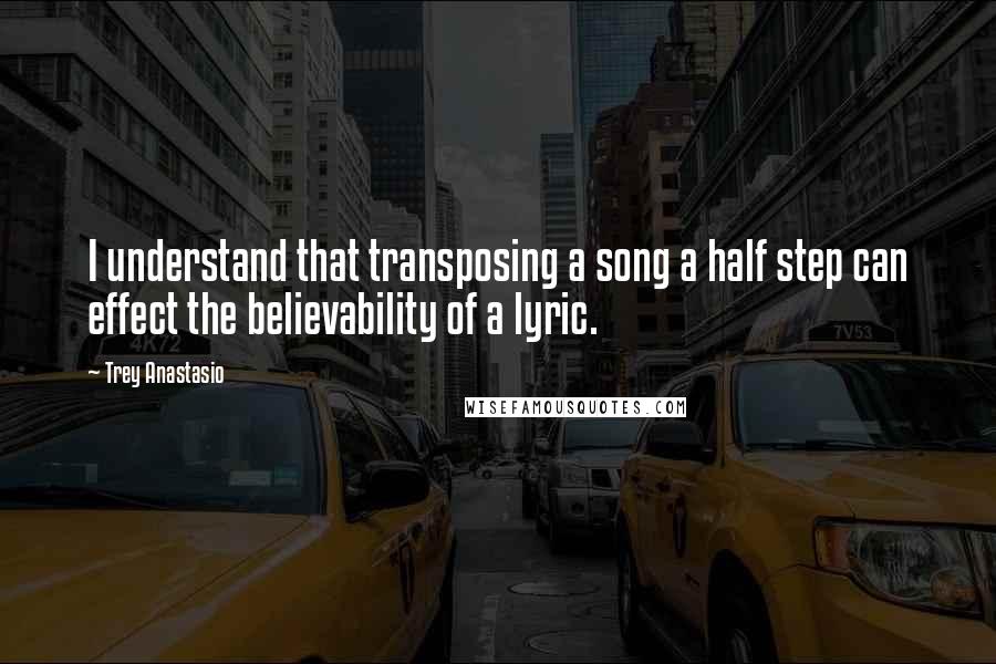 Trey Anastasio Quotes: I understand that transposing a song a half step can effect the believability of a lyric.