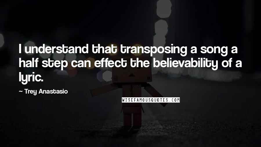 Trey Anastasio Quotes: I understand that transposing a song a half step can effect the believability of a lyric.