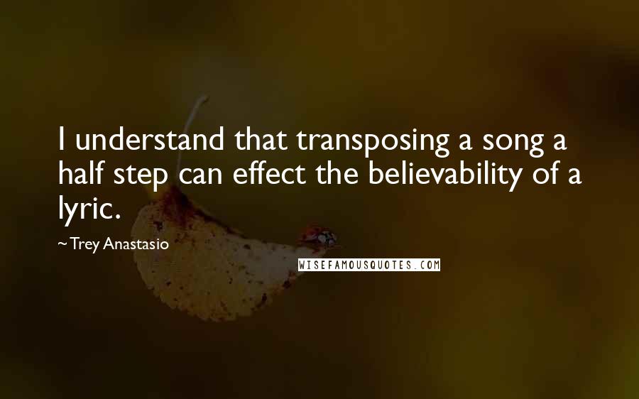 Trey Anastasio Quotes: I understand that transposing a song a half step can effect the believability of a lyric.