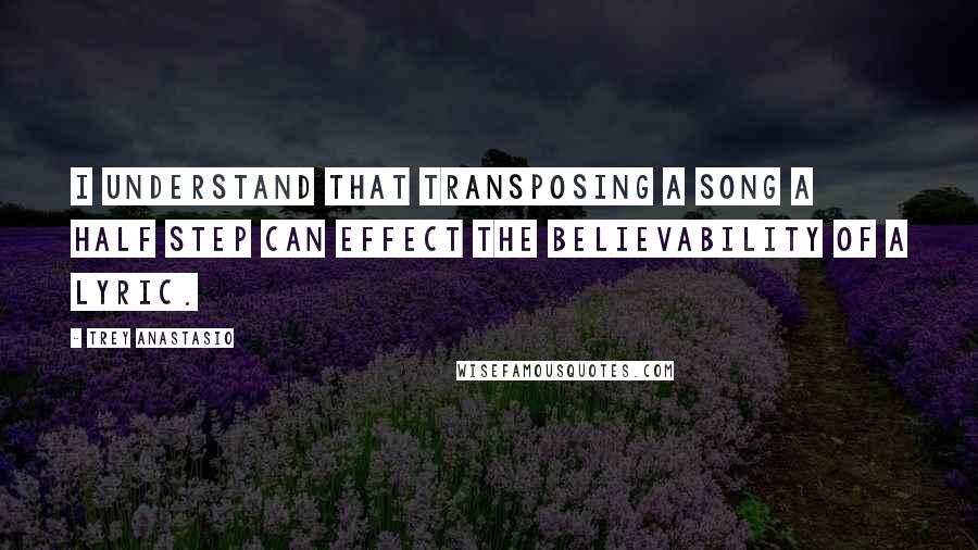 Trey Anastasio Quotes: I understand that transposing a song a half step can effect the believability of a lyric.