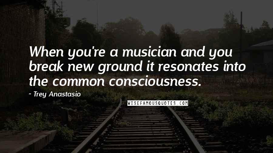 Trey Anastasio Quotes: When you're a musician and you break new ground it resonates into the common consciousness.