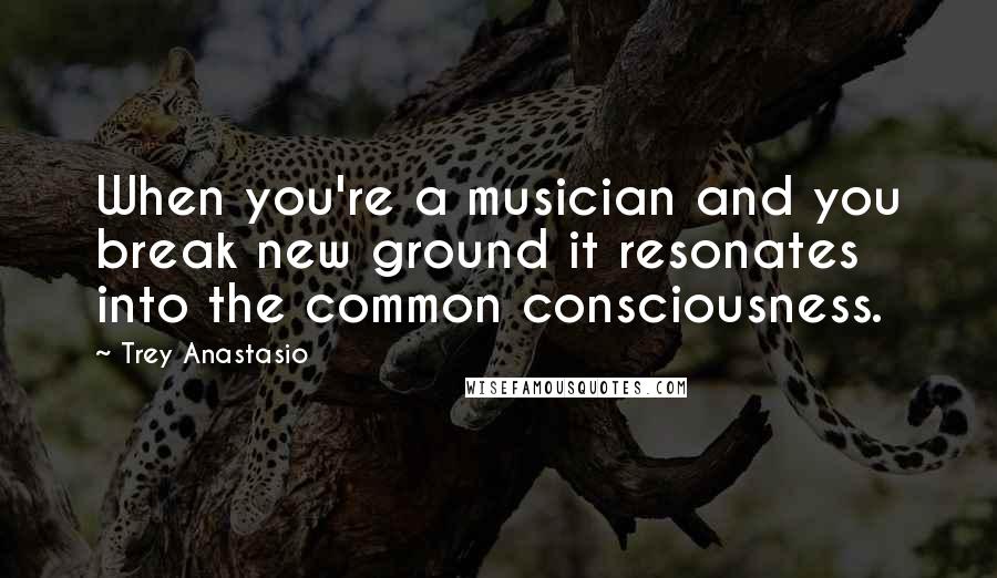 Trey Anastasio Quotes: When you're a musician and you break new ground it resonates into the common consciousness.