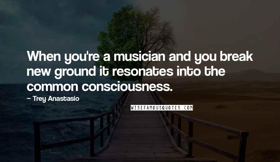 Trey Anastasio Quotes: When you're a musician and you break new ground it resonates into the common consciousness.