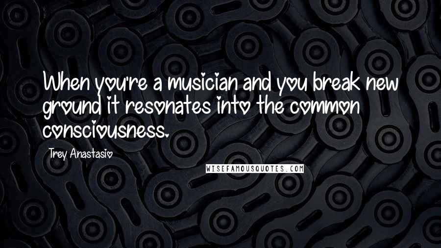 Trey Anastasio Quotes: When you're a musician and you break new ground it resonates into the common consciousness.