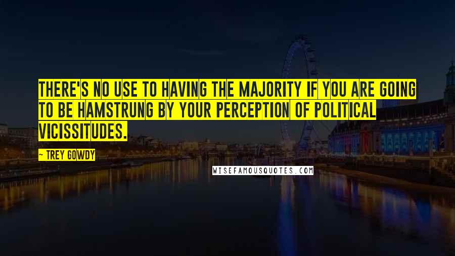 Trey Gowdy Quotes: There's no use to having the majority if you are going to be hamstrung by your perception of political vicissitudes.