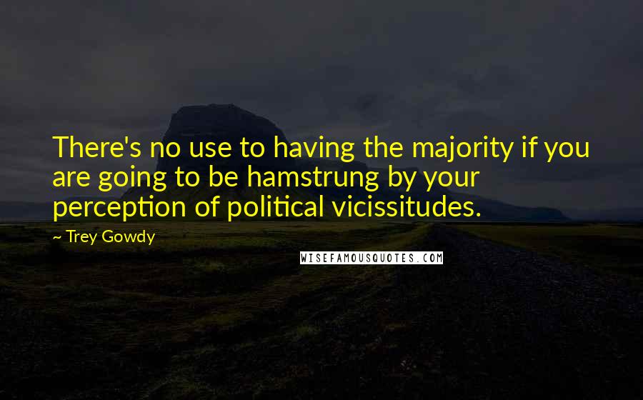 Trey Gowdy Quotes: There's no use to having the majority if you are going to be hamstrung by your perception of political vicissitudes.