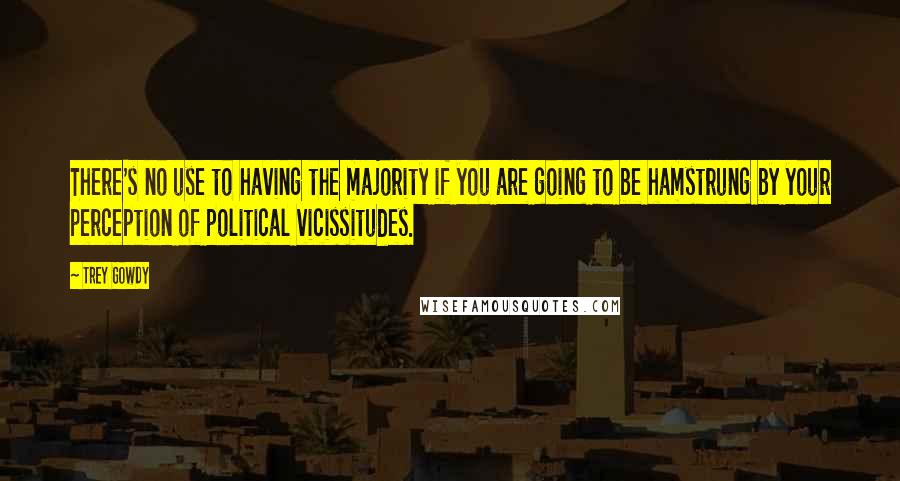 Trey Gowdy Quotes: There's no use to having the majority if you are going to be hamstrung by your perception of political vicissitudes.