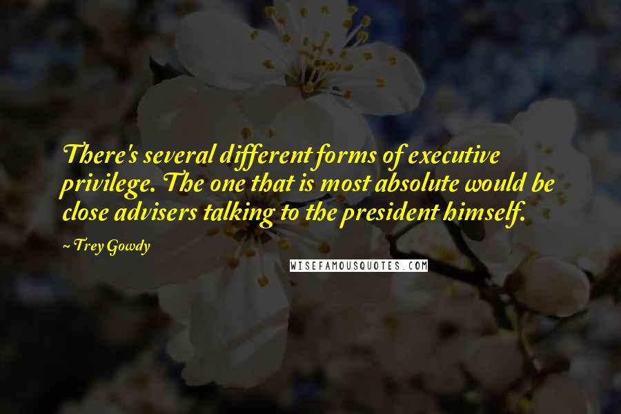 Trey Gowdy Quotes: There's several different forms of executive privilege. The one that is most absolute would be close advisers talking to the president himself.