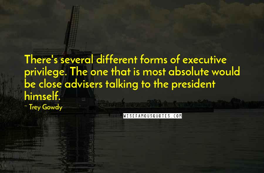 Trey Gowdy Quotes: There's several different forms of executive privilege. The one that is most absolute would be close advisers talking to the president himself.