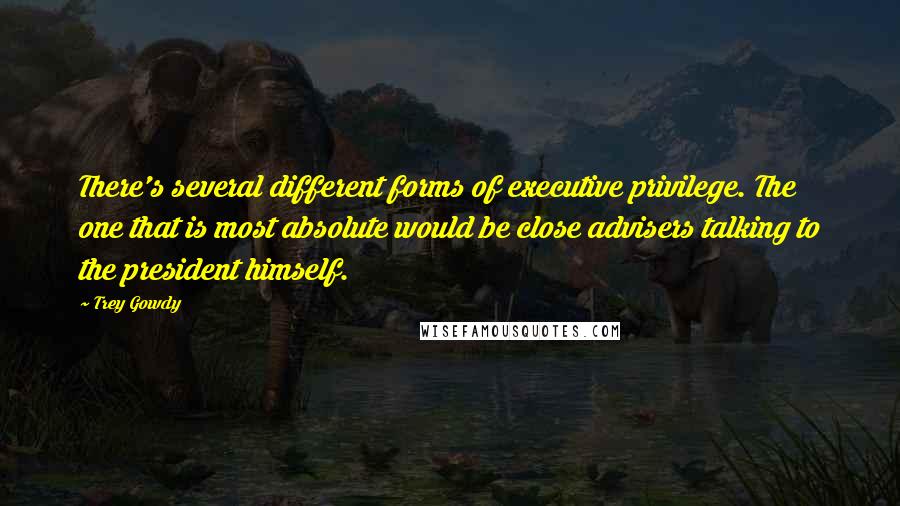 Trey Gowdy Quotes: There's several different forms of executive privilege. The one that is most absolute would be close advisers talking to the president himself.