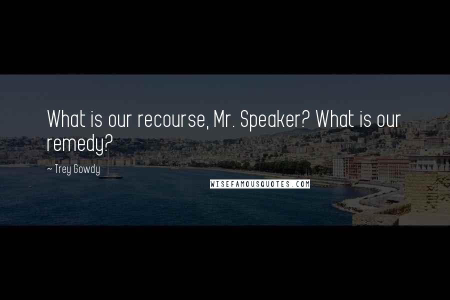 Trey Gowdy Quotes: What is our recourse, Mr. Speaker? What is our remedy?