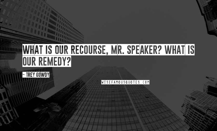 Trey Gowdy Quotes: What is our recourse, Mr. Speaker? What is our remedy?