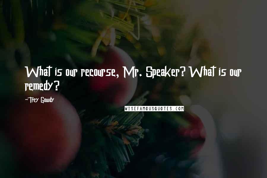 Trey Gowdy Quotes: What is our recourse, Mr. Speaker? What is our remedy?