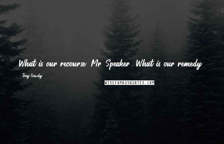 Trey Gowdy Quotes: What is our recourse, Mr. Speaker? What is our remedy?