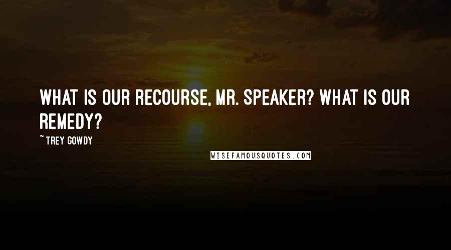 Trey Gowdy Quotes: What is our recourse, Mr. Speaker? What is our remedy?