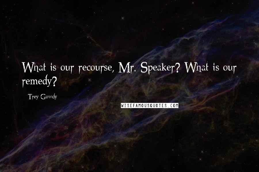Trey Gowdy Quotes: What is our recourse, Mr. Speaker? What is our remedy?