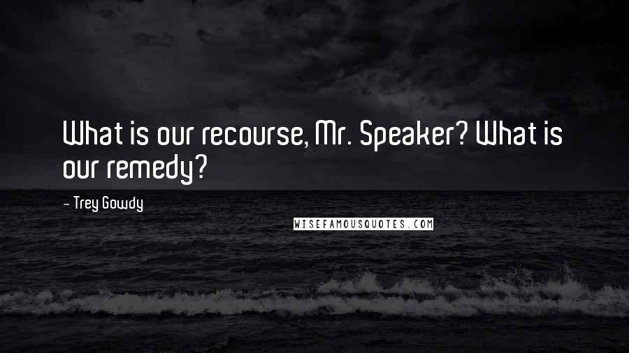 Trey Gowdy Quotes: What is our recourse, Mr. Speaker? What is our remedy?