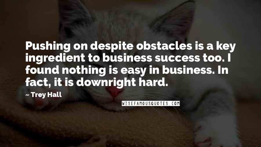 Trey Hall Quotes: Pushing on despite obstacles is a key ingredient to business success too. I found nothing is easy in business. In fact, it is downright hard.