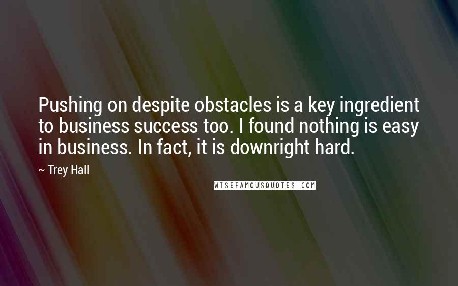 Trey Hall Quotes: Pushing on despite obstacles is a key ingredient to business success too. I found nothing is easy in business. In fact, it is downright hard.