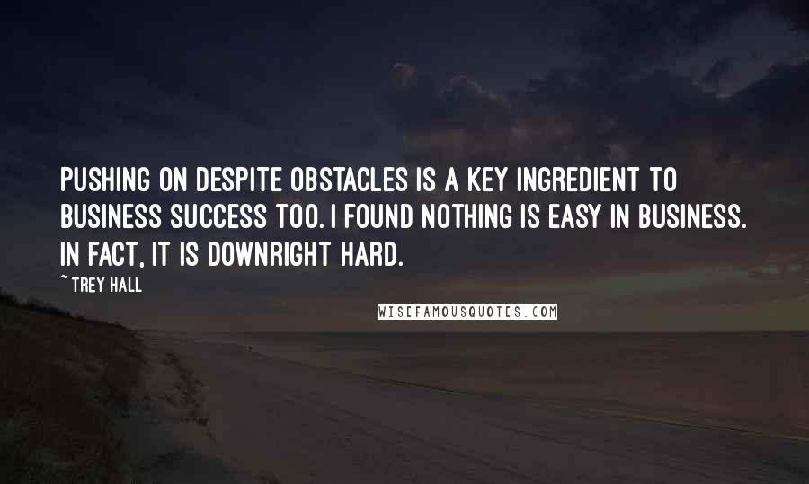 Trey Hall Quotes: Pushing on despite obstacles is a key ingredient to business success too. I found nothing is easy in business. In fact, it is downright hard.