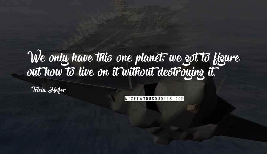 Tricia Helfer Quotes: We only have this one planet; we got to figure out how to live on it without destroying it.