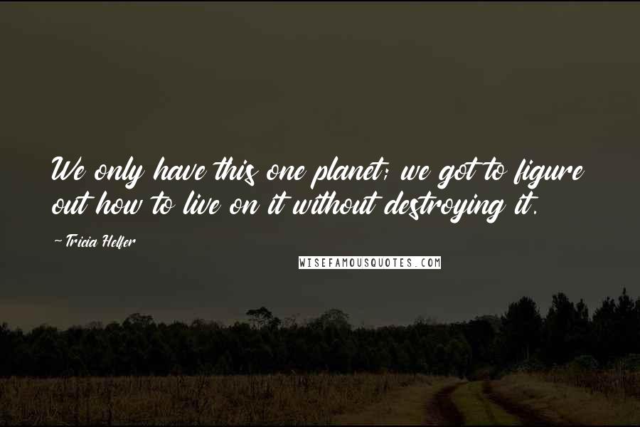 Tricia Helfer Quotes: We only have this one planet; we got to figure out how to live on it without destroying it.