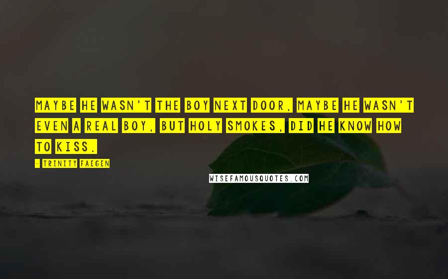 Trinity Faegen Quotes: Maybe he wasn't the boy next door, maybe he wasn't even a real boy, but holy smokes, did he know how to kiss.