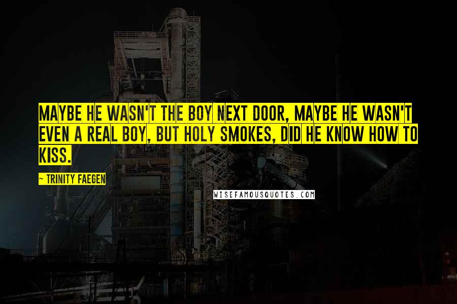 Trinity Faegen Quotes: Maybe he wasn't the boy next door, maybe he wasn't even a real boy, but holy smokes, did he know how to kiss.