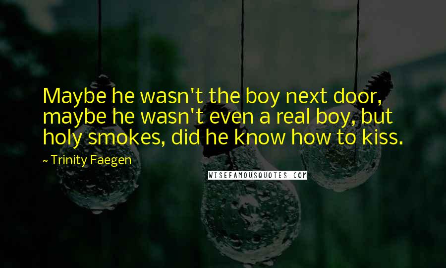 Trinity Faegen Quotes: Maybe he wasn't the boy next door, maybe he wasn't even a real boy, but holy smokes, did he know how to kiss.