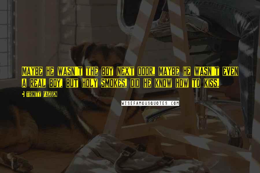 Trinity Faegen Quotes: Maybe he wasn't the boy next door, maybe he wasn't even a real boy, but holy smokes, did he know how to kiss.