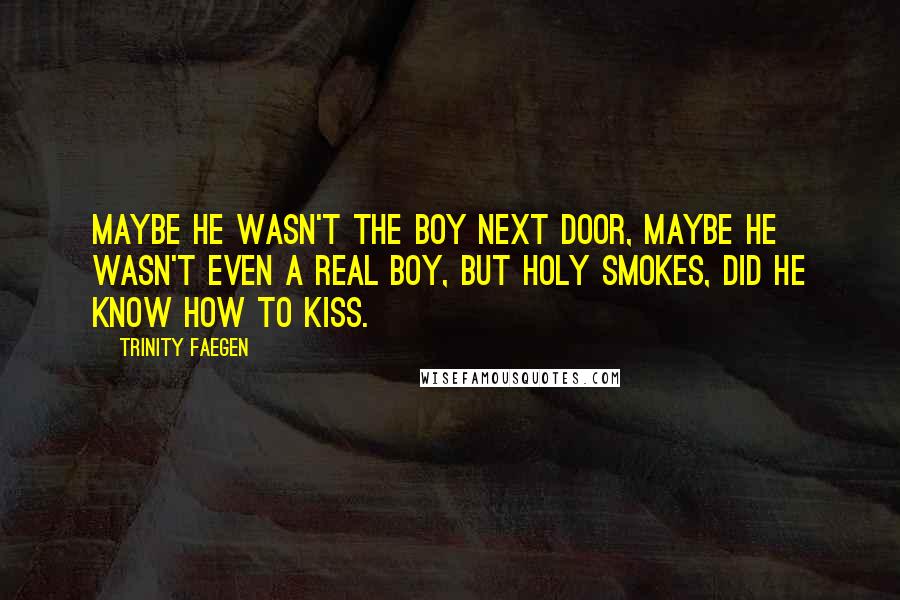 Trinity Faegen Quotes: Maybe he wasn't the boy next door, maybe he wasn't even a real boy, but holy smokes, did he know how to kiss.