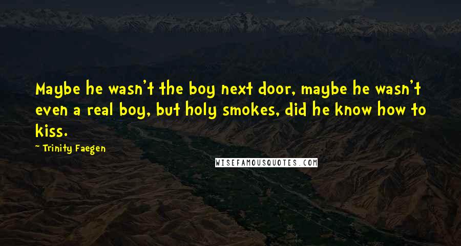 Trinity Faegen Quotes: Maybe he wasn't the boy next door, maybe he wasn't even a real boy, but holy smokes, did he know how to kiss.