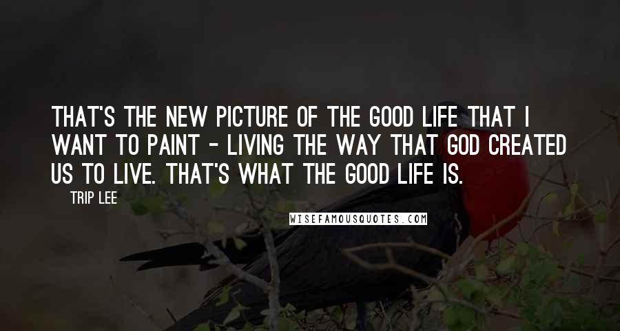 Trip Lee Quotes: That's the new picture of the good life that I want to paint - living the way that God created us to live. That's what the good life is.