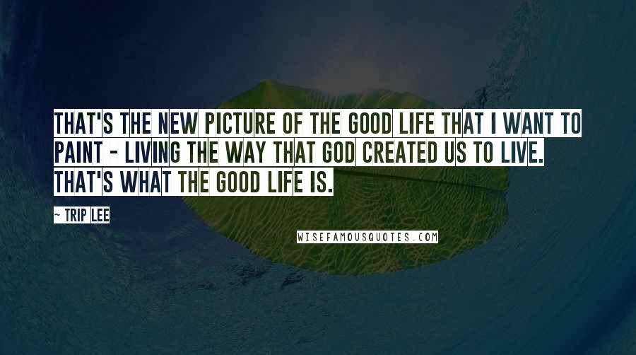 Trip Lee Quotes: That's the new picture of the good life that I want to paint - living the way that God created us to live. That's what the good life is.